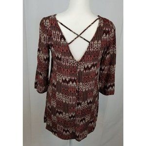 Forever 21 Women Multi-Color Tunic top with Crisis Cross back, Medium